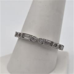 925 Sterling Silver Round & Baguette CZ Eternity Stacking Ring Band Size 10.25